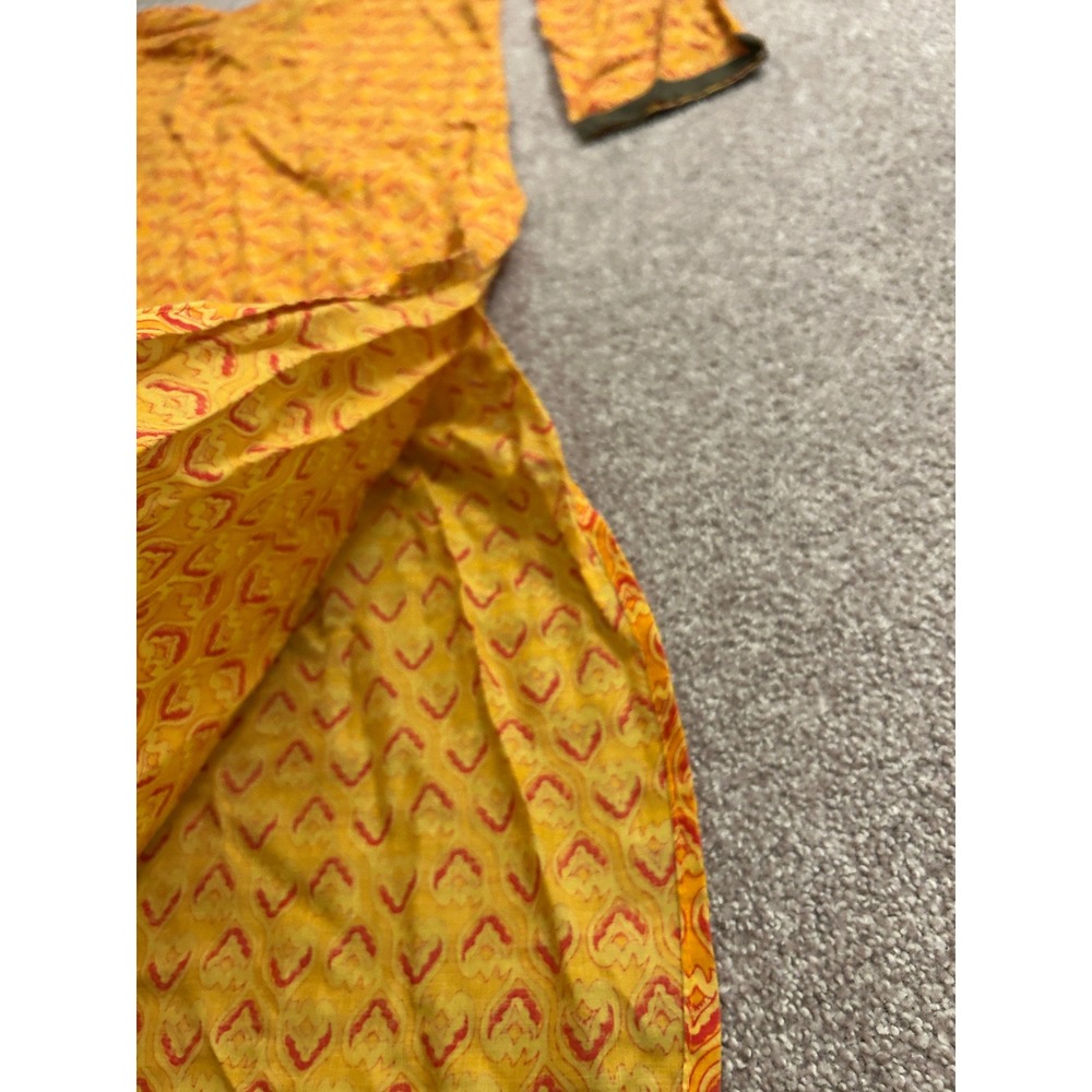 South Asian Kameez City Life Tunic Top Womens Small Yellow Orange Excellent - Picture 11 of 12